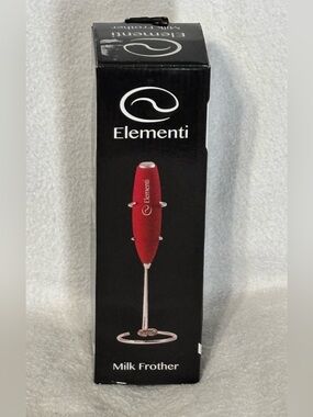 Element Red Milk Frother with Silver Accents